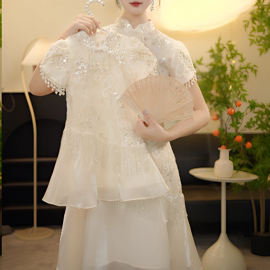 【MY玲珑珠绣】女童2025轻奢新中式礼服裙夏季出游新款立体连衣裙