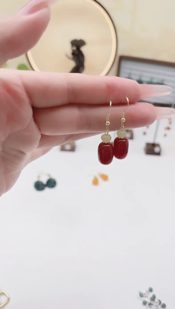 未镶嵌耳饰玛瑙/玉髓961老邢