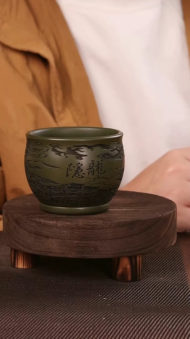 茶杯紫砂紫砂刻绘主人杯隐龙