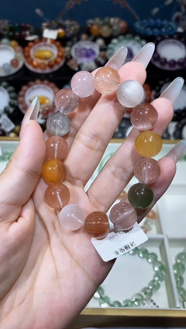 未镶嵌手串水晶老矿冰糖兔毛13+