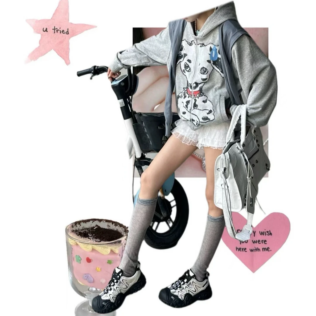 福福-【斑点修狗】手绘斑点狗连帽卫衣小众涂鸦开衫帽衫