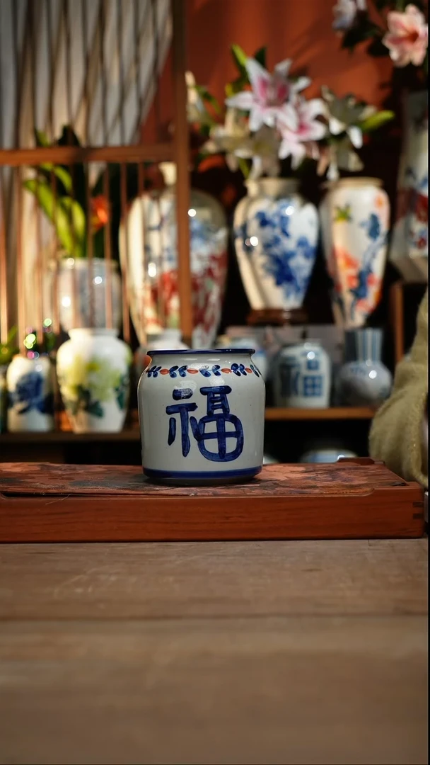 当代景德镇设计师釉下手绘陶瓷花瓶