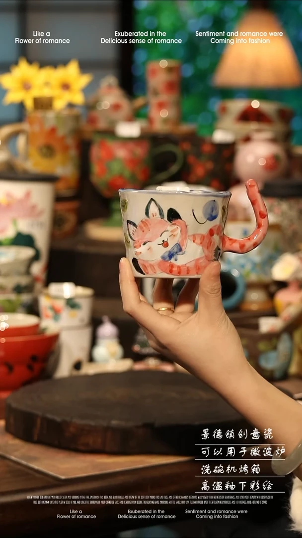 陶瓷景德镇高温釉下彩手工手绘款式