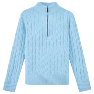 【Manling推荐】立领套头拉链羊毛针织衫休闲女装-8748