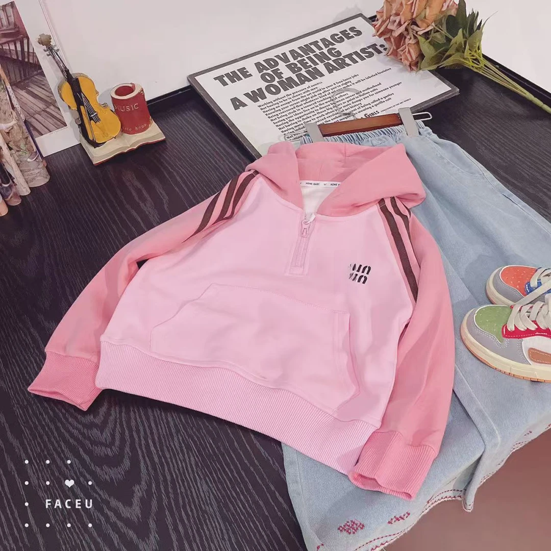 504149   女童春秋款卫衣儿童洋气翻领女童短款上衣女孩衣服秋装