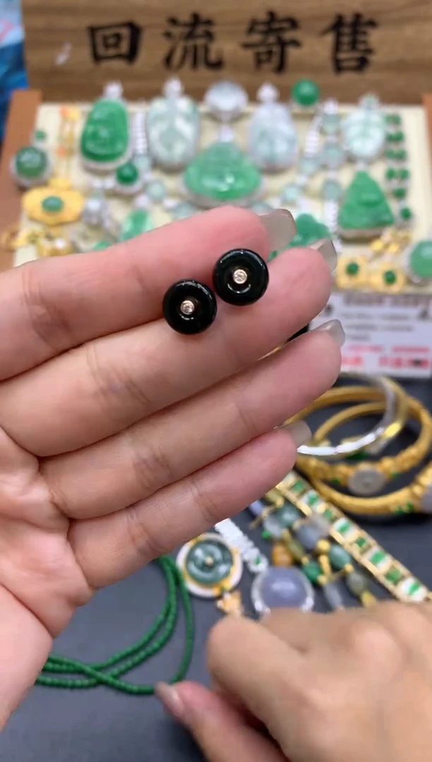 【闪购商品】翡翠耳饰18K金镶嵌221-中国好珍宝