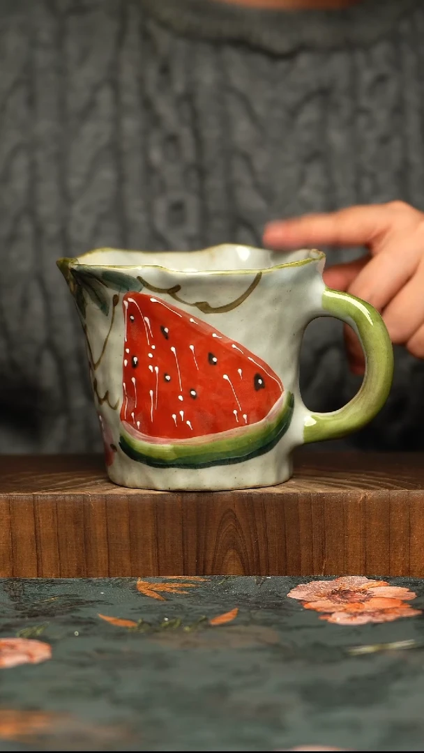 杯釉下彩手工手绘同款陶器