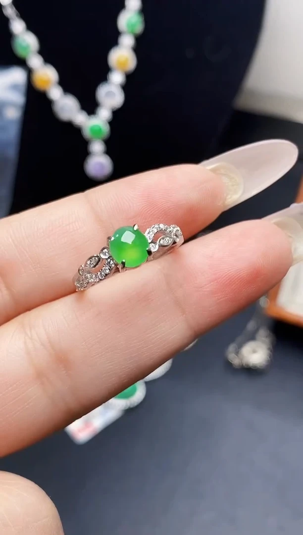 银S925镶嵌戒指翡翠1413