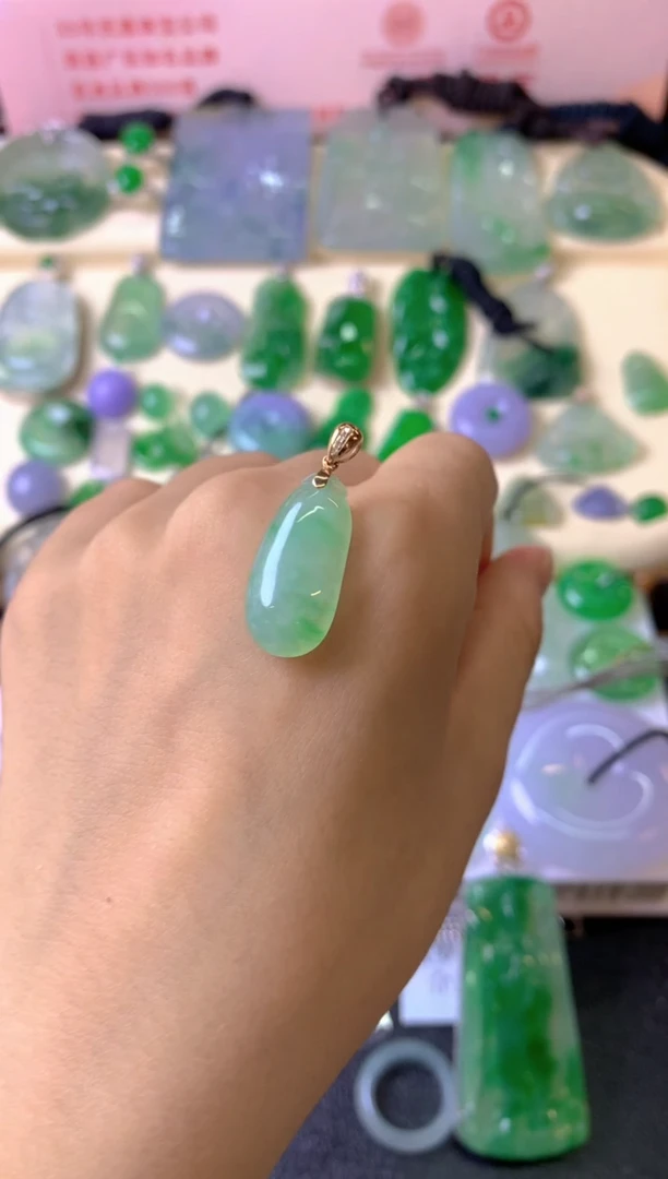 吊坠(不含链)18K金镶嵌翡翠糖*吊坠