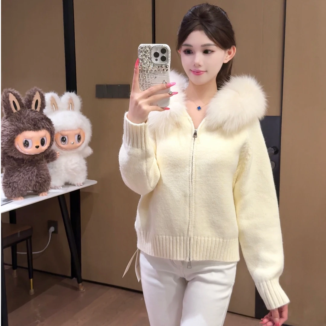 【璇baby专属】2025新款秋冬【可拆卸狐狸毛领】羊毛帽衫外套H5993