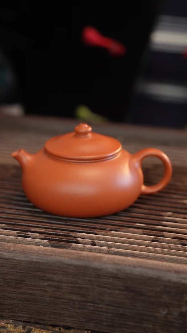 茶壶紫砂寒江 朱泥 半手工 180cc
