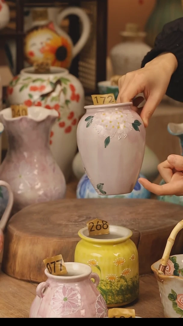 陶瓷景德镇设计师手作花器摆件侘寂风@M172@