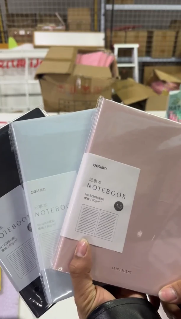 得力22284软面贴芯皮面本-A5-210mm*143mm/96张()*3本