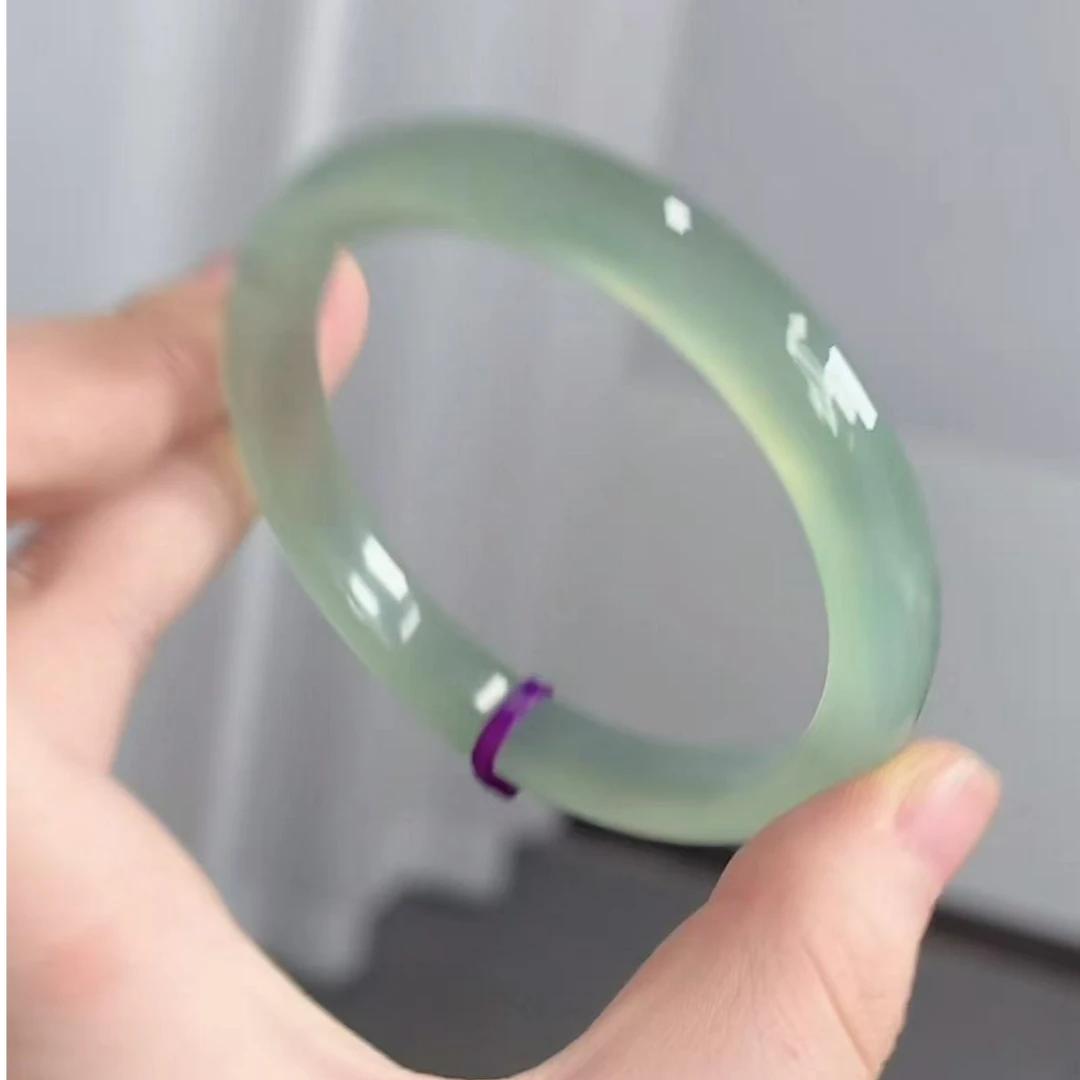 油青紫标直播专用福利品玛瑙玉髓油青正圈多样性发100%天然玉手镯