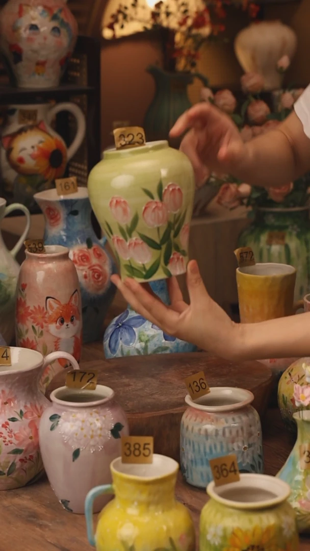 陶瓷323景德镇设计师手作花器摆件侘寂风