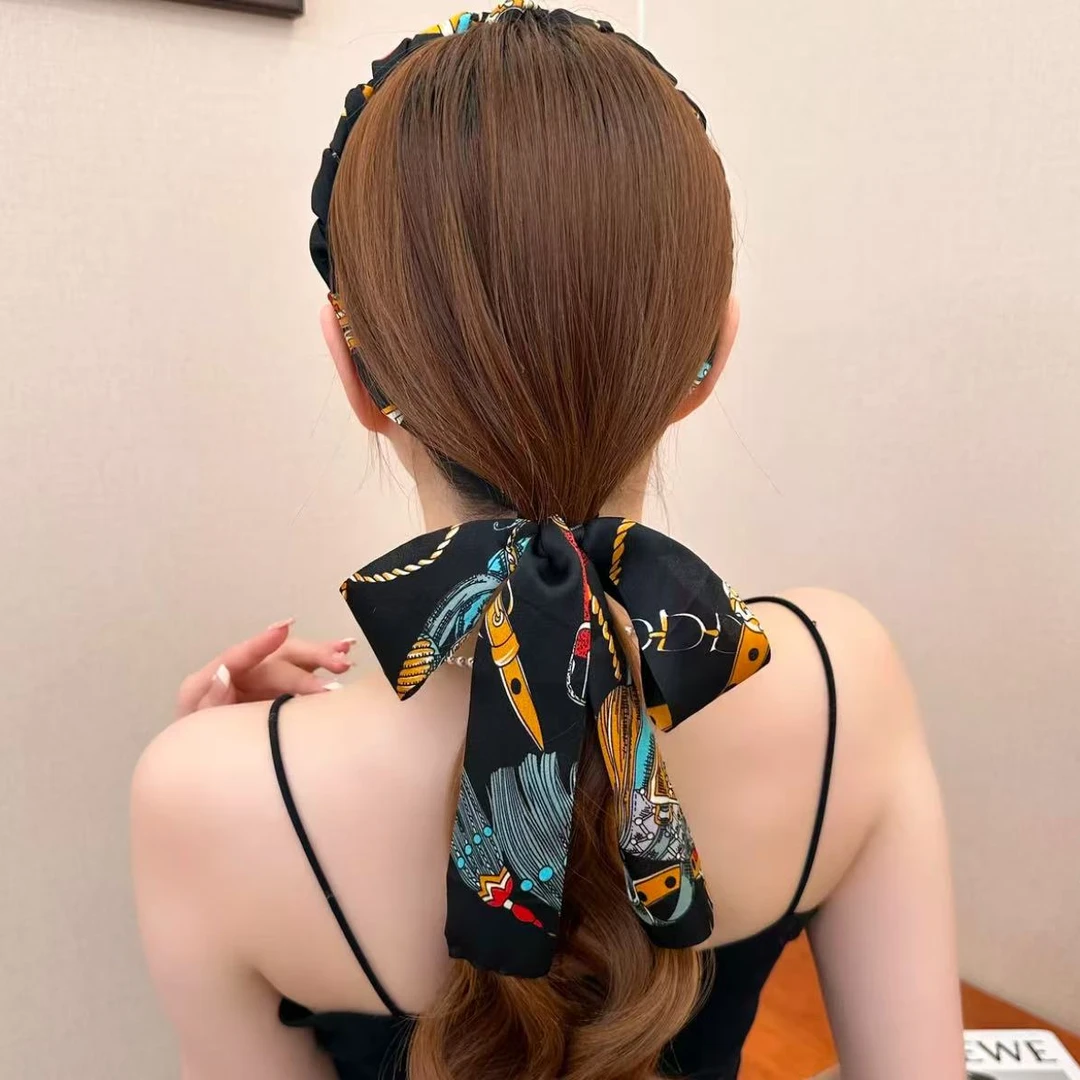 诗泊雅 宫阙繁花飘带齿梳波浪高颅顶发正反两带复古宫廷发箍