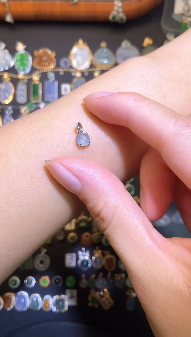 翡翠银S925镶嵌吊坠(不含链)天然a货翡翠