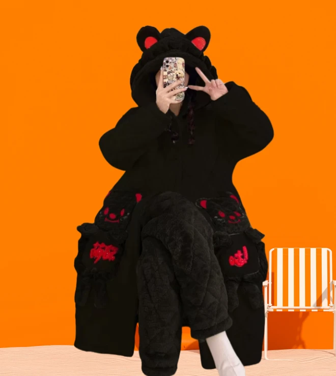 【加大单件】三层加厚时尚冬款家居服超大睡衣