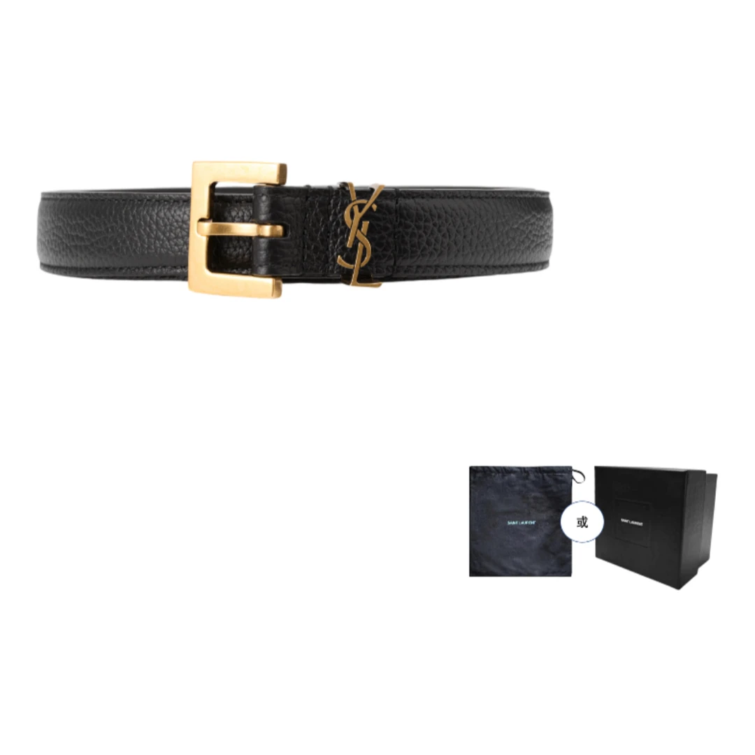 SAINT LAURENT圣罗兰时尚休闲皮带2cm+品牌收纳盒554465DTI0W1000