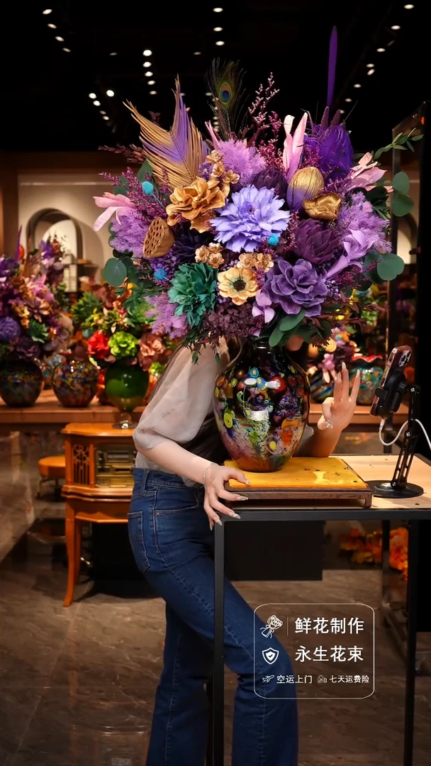 手工艺品琉璃手工花器花束空运包邮送货上门-以图片为准