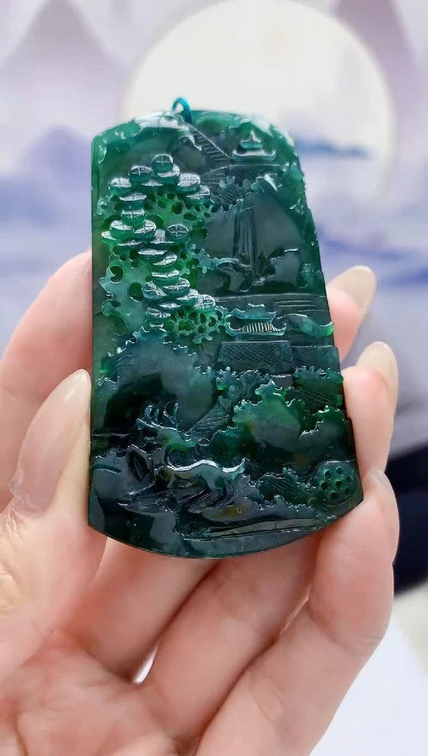 定制翡翠未镶嵌5060MM-毛货挂件91