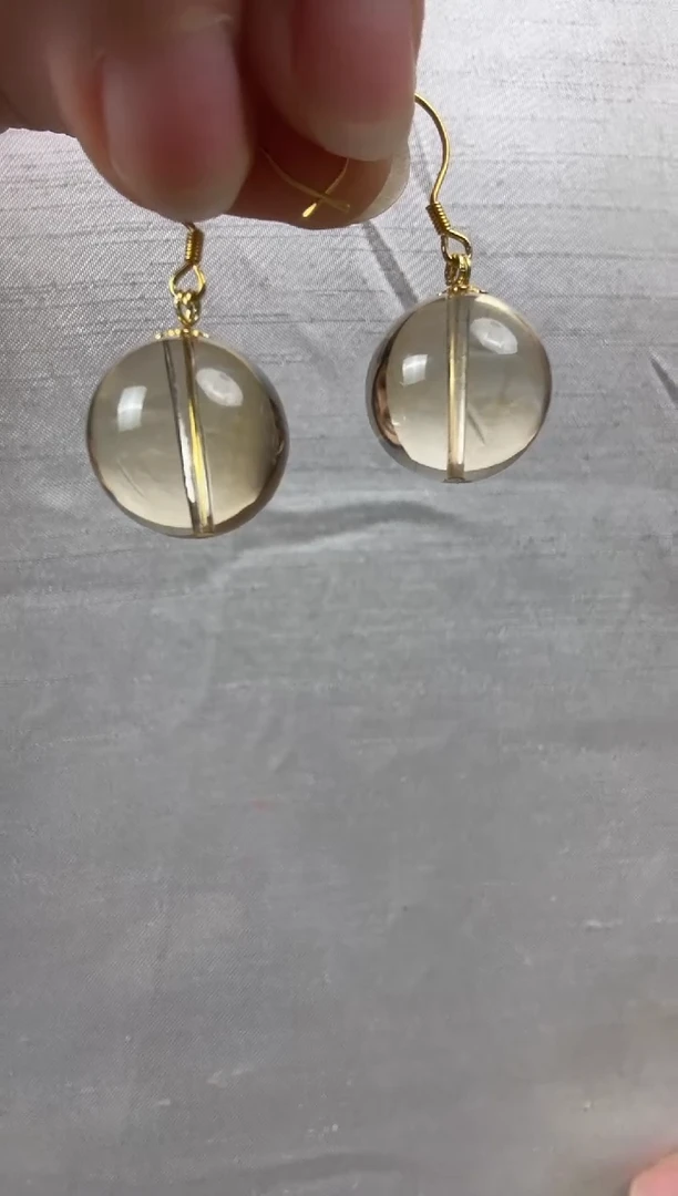 银S925镶嵌耳环水晶天然黄水晶