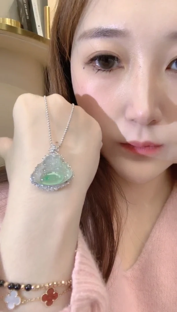 吊坠(不含链)18K金镶嵌翡翠 B96