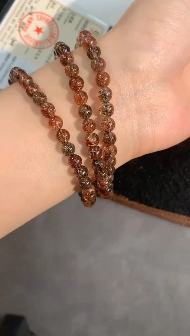 【闪购商品】发晶手链未镶嵌87号黑金超三圈6mm