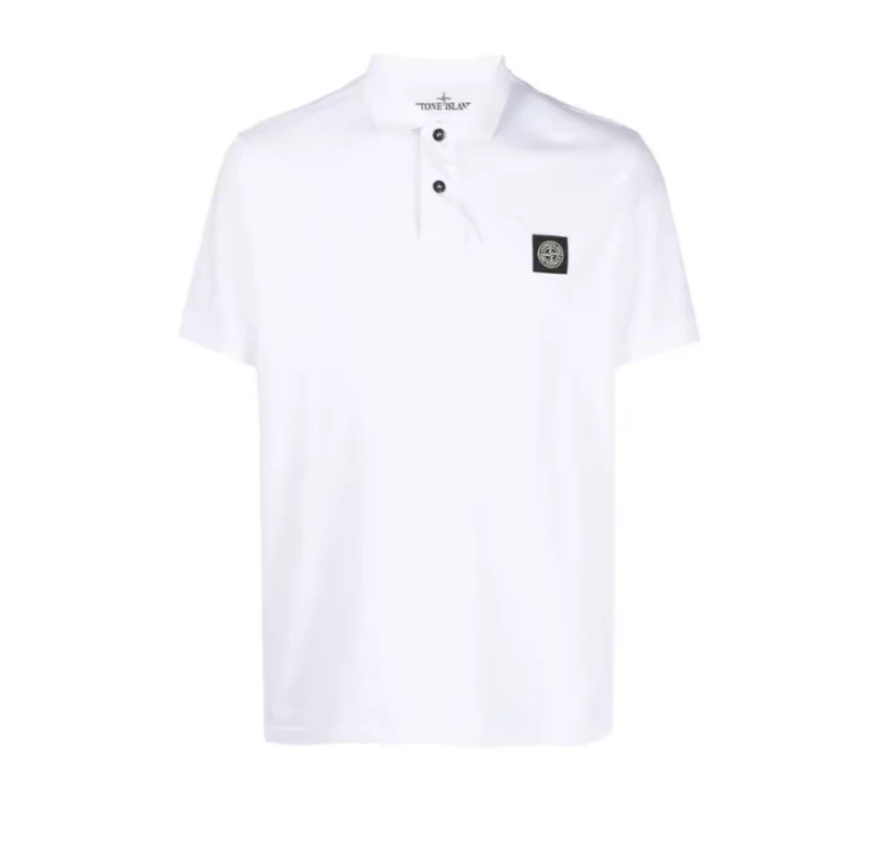未使用 maje 未使用STONE ISLAND石头岛纯色翻领短袖Polo衫白色