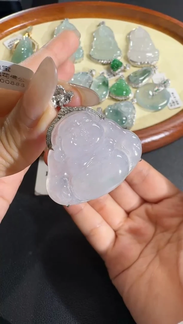 【闪购商品】翡翠吊坠(不含链)18K金镶嵌【源头工厂】钻石镶嵌