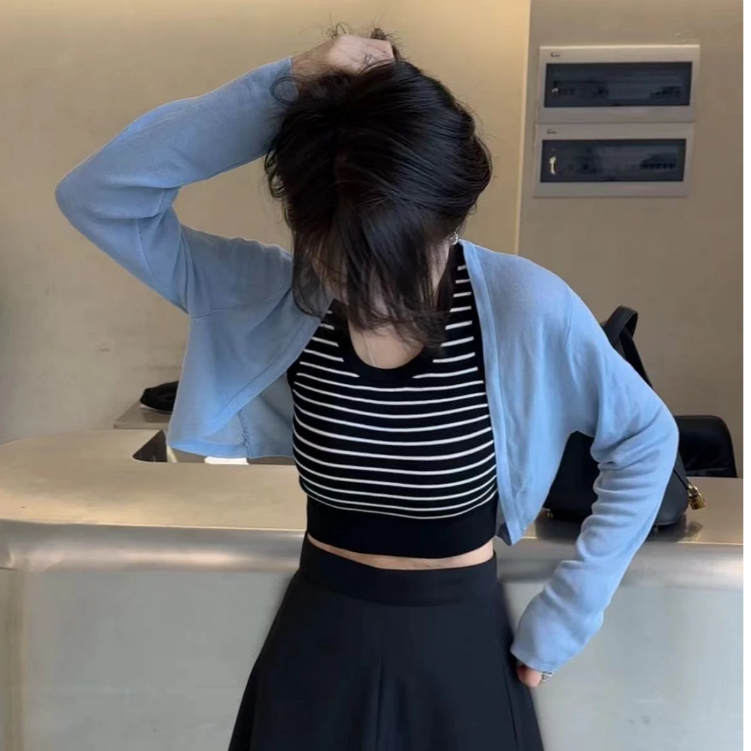 【名衣扬】百搭神器长袖针织衫~简洁空调衫·防晒衫短款长袖针织衫