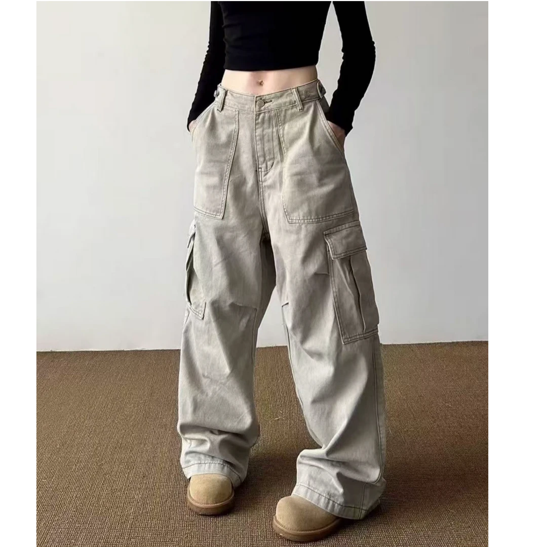 （默认瑕疵）过款链接-牛仔裤阔腿复古辣妹休闲直筒不贴腿喇叭裤