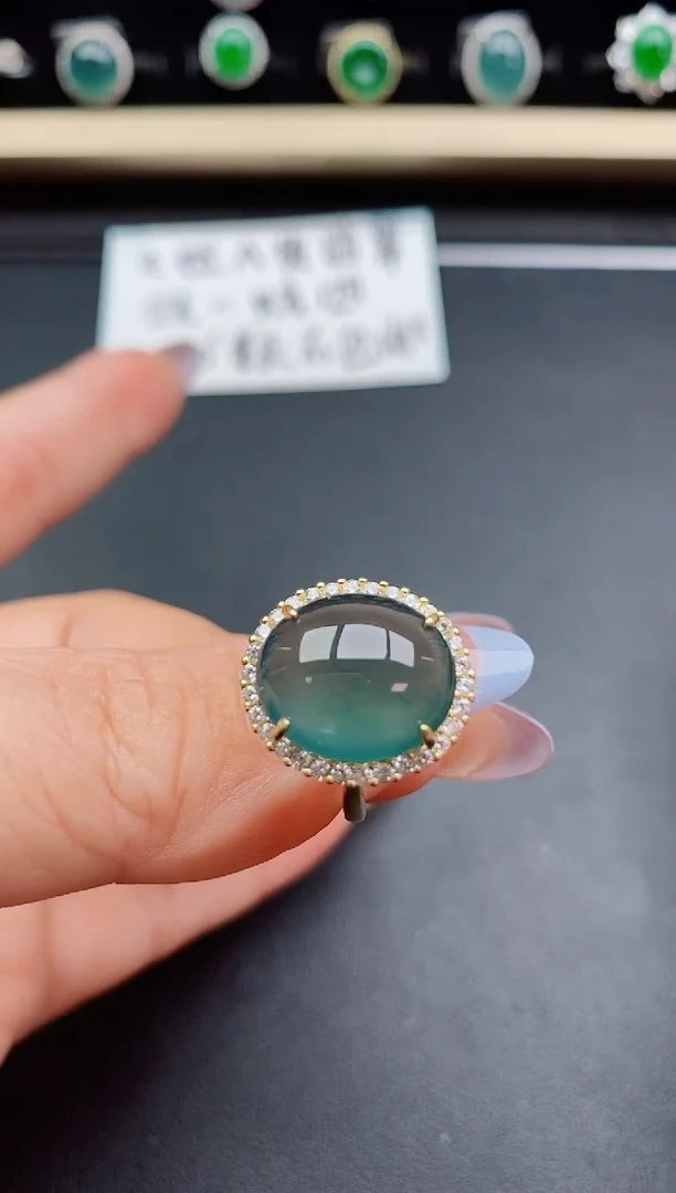 翡翠戒指银S925镶嵌58500