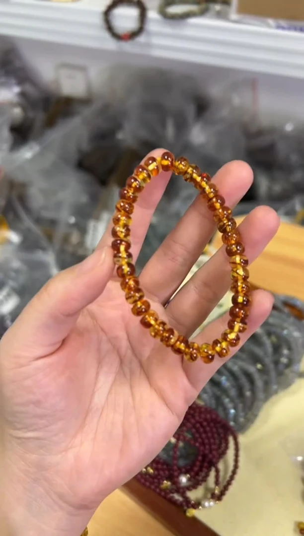 【闪购商品】琥珀手链未镶嵌琥珀花珀精工药片手链[0437]