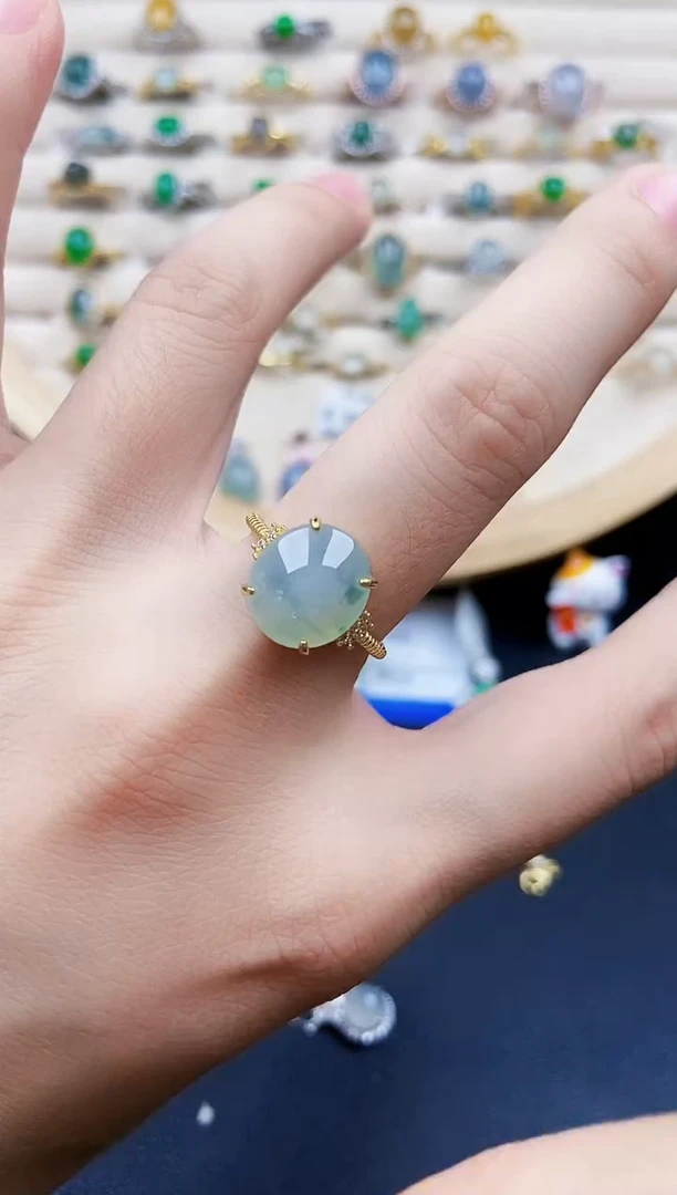 翡翠戒指银S925镶嵌12