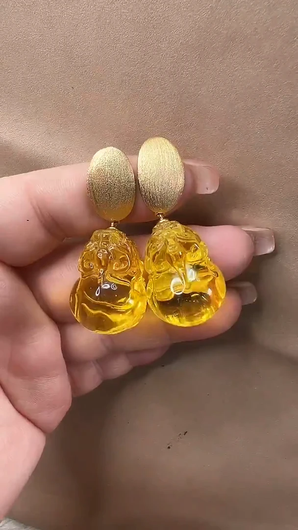 琥珀颈饰未镶嵌耳环