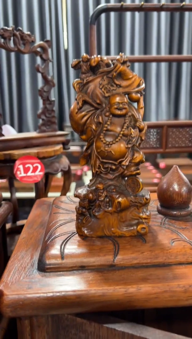 木木 小叶黄杨送财弥勒摆件