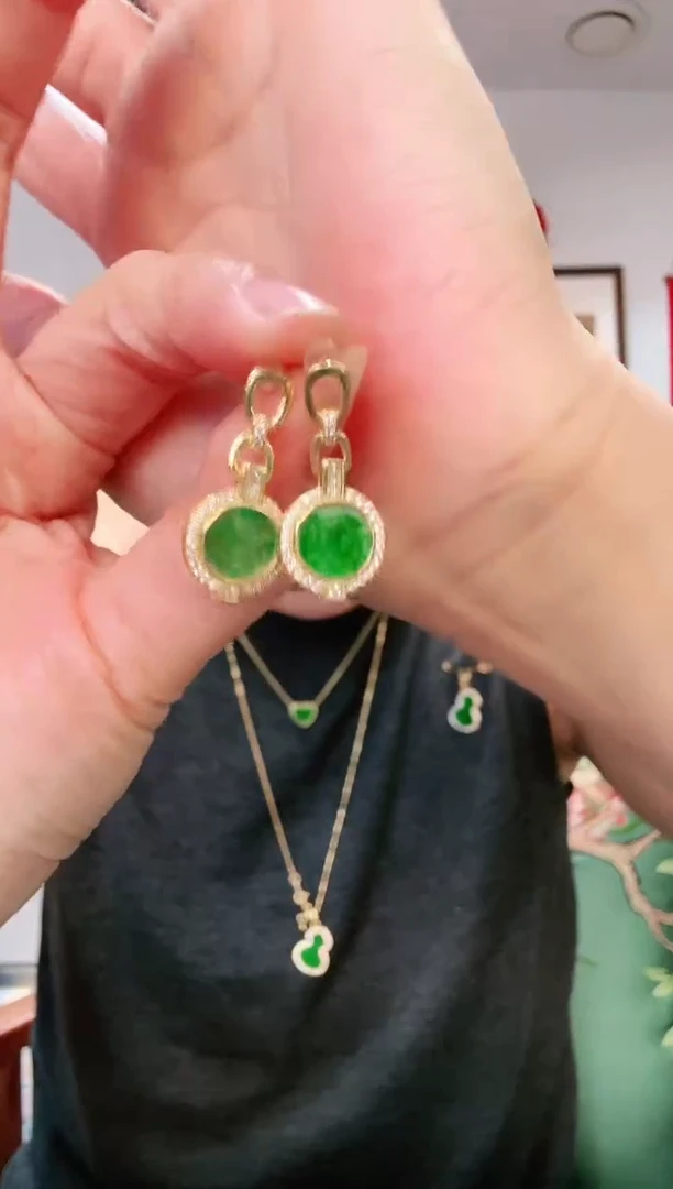 【闪购商品】翡翠耳饰银S925镶嵌耳饰