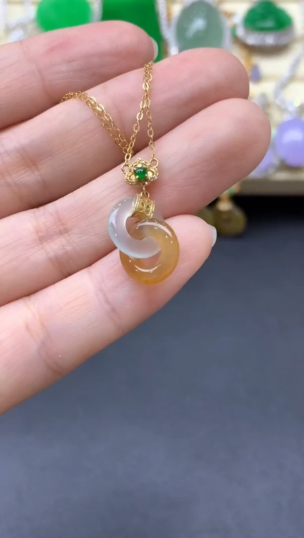 颈饰18K金镶嵌翡翠382-中国好珍宝