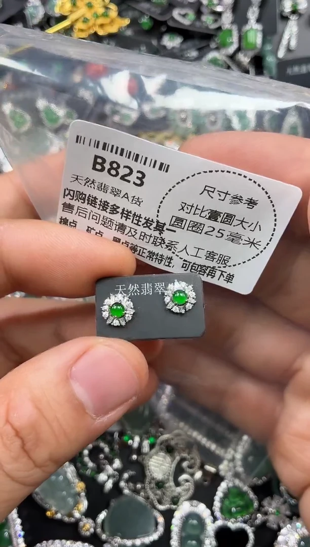 颈饰未镶嵌翡翠B823耳钉