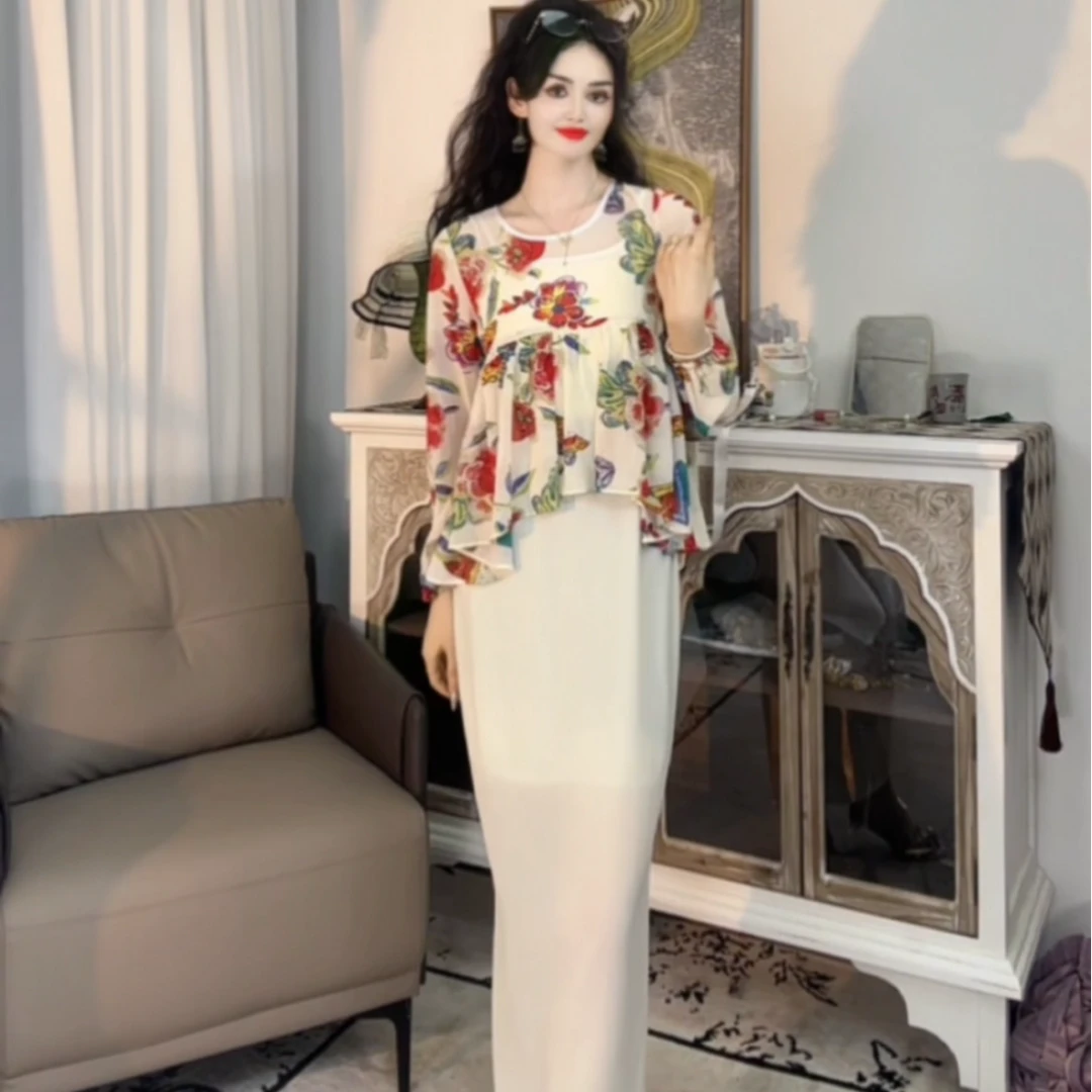 【蝴蝶款吊带裙+罩衫】防晒透气轻薄时尚气质显瘦夏季 女神D