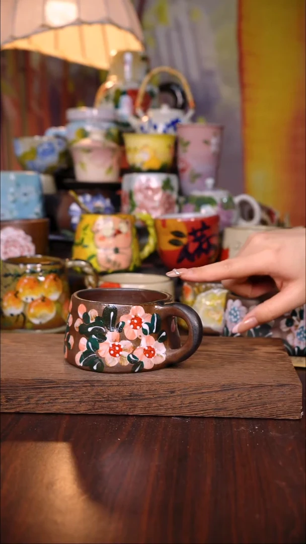 杯子陶泥垚手作 景德镇手工手绘陶瓷器物