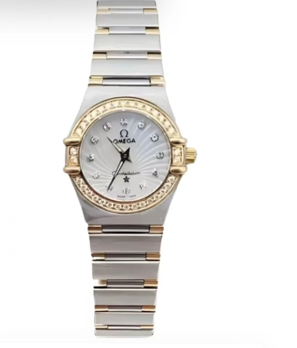 99新 Omega/欧米茄 星座间金钻刻贝母后盘后钻女表22.5盘mx