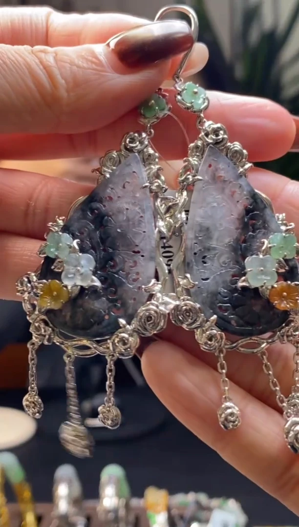 颈饰银S925镶嵌翡翠净货14098