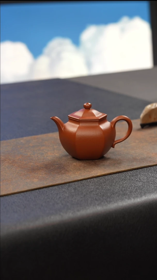 茶壶紫砂玲珑 朱泥