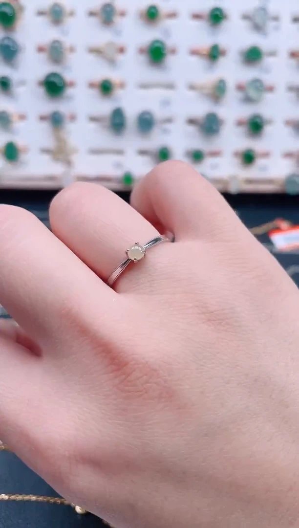 银S925镶嵌戒指翡翠天然翡翠