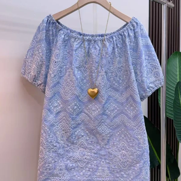 胖mm时尚气质显瘦法式轻奢清凉夏季25138宽松名媛百搭半袖