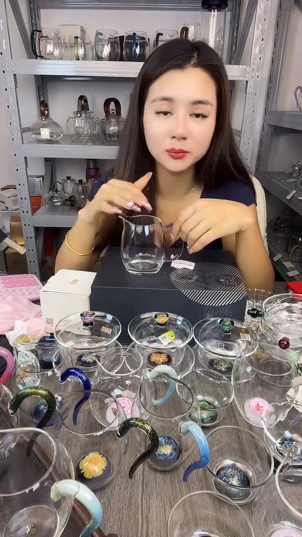 手工艺品玻璃风谜  观语茶海 浅紫色