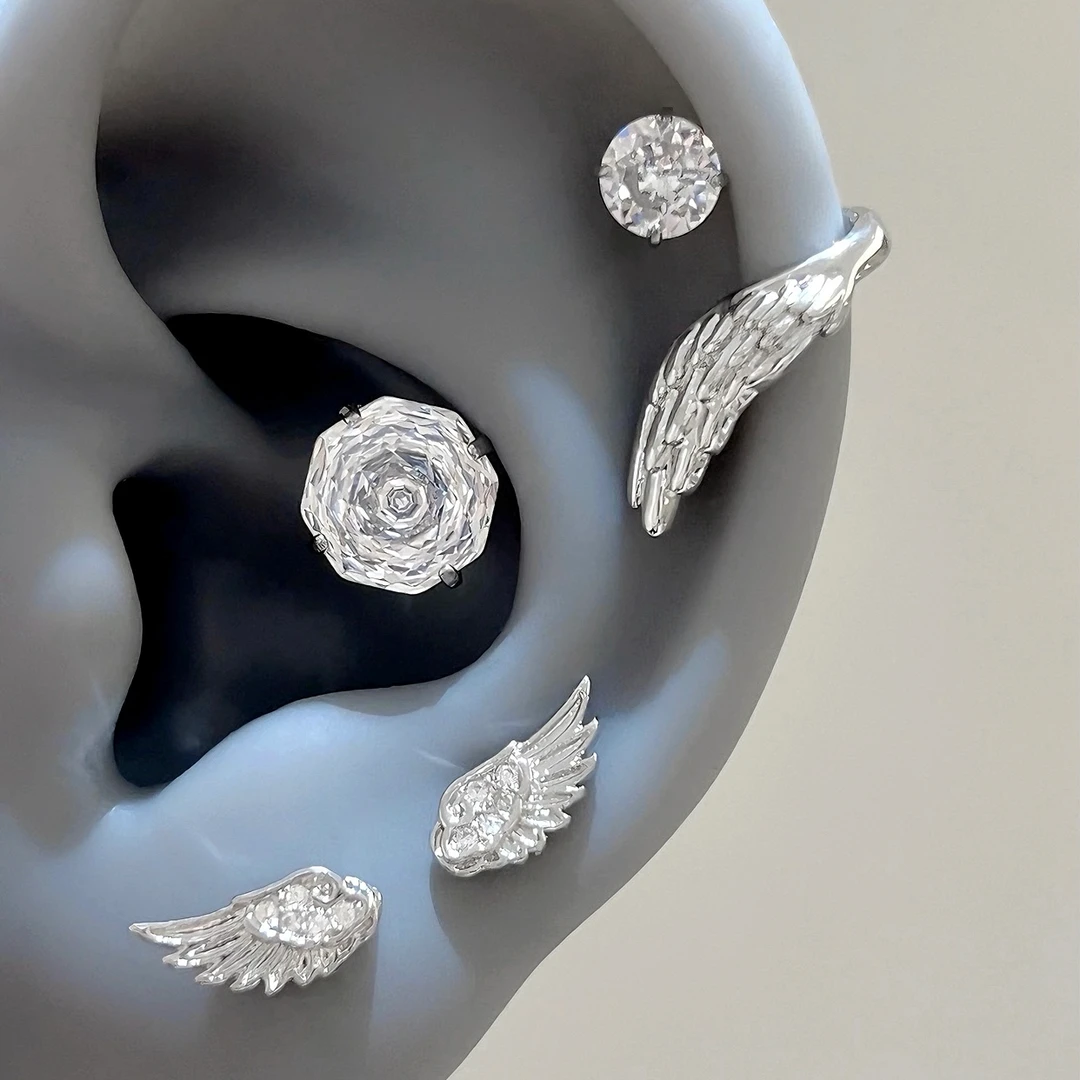 钛钢耳饰 月光天使RINGRING商店白色系耳骨钉多耳洞养耳耳钉