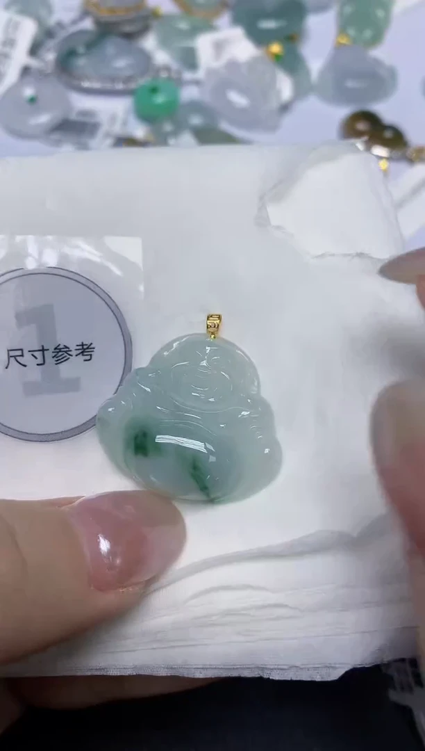 颈饰18K金镶嵌翡翠天然缅甸翡翠A货百元以上9元证书费自理